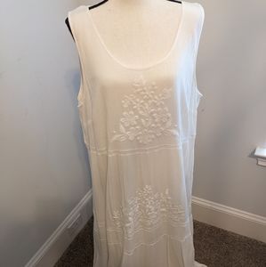 J Jill White Embroidered Tank Dress